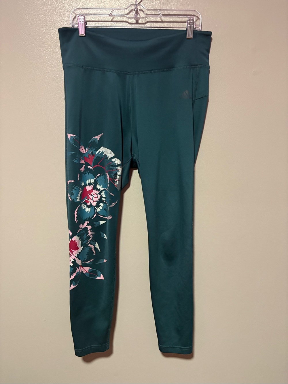 Adidas x FARM Rio Floral Print High-Rise 7/8 Leggings Green Women’s Size Large